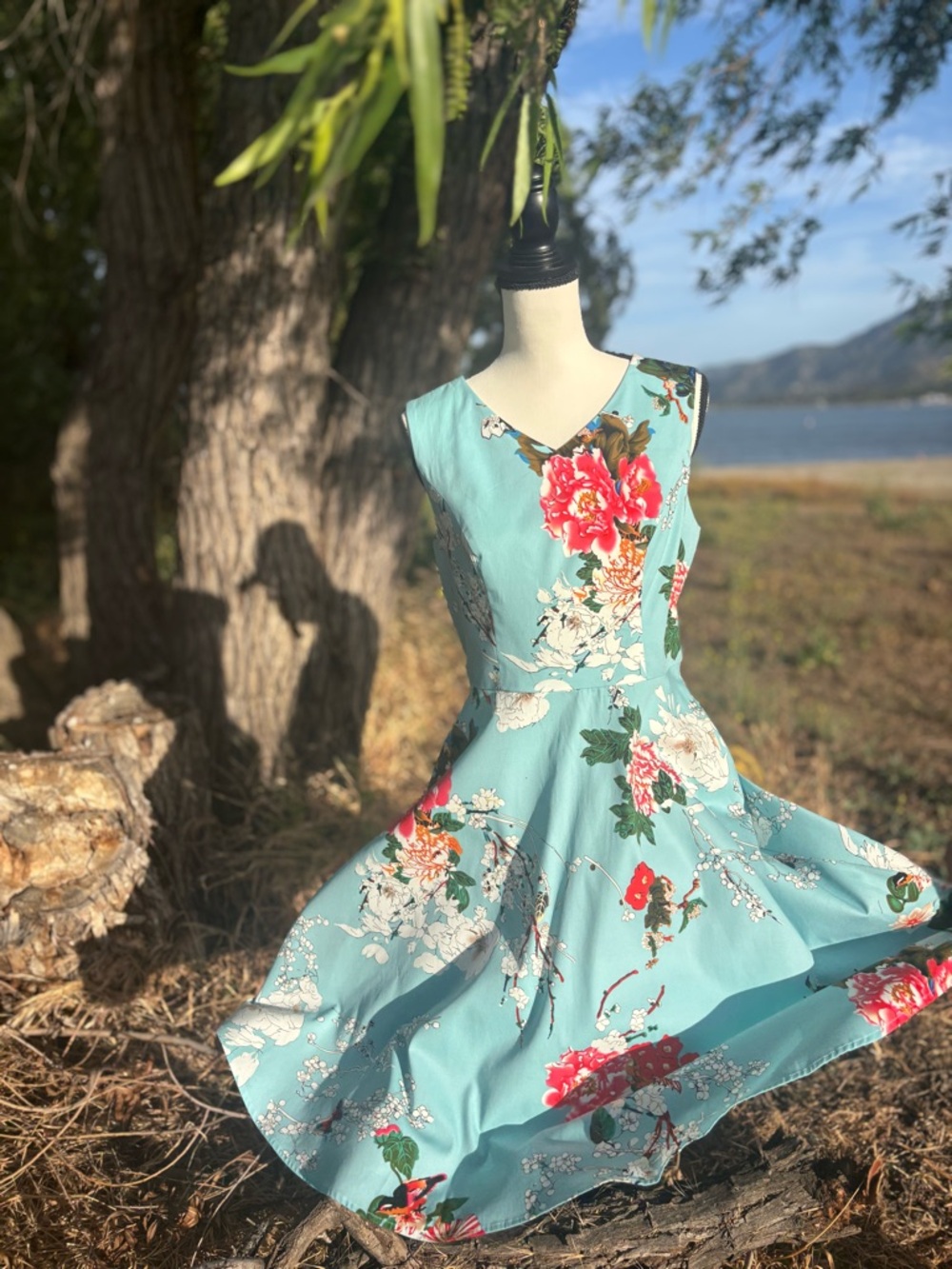 100% Cotton Teal Floral Dress